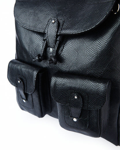 Leather Backpack In Snakeskin Pattern