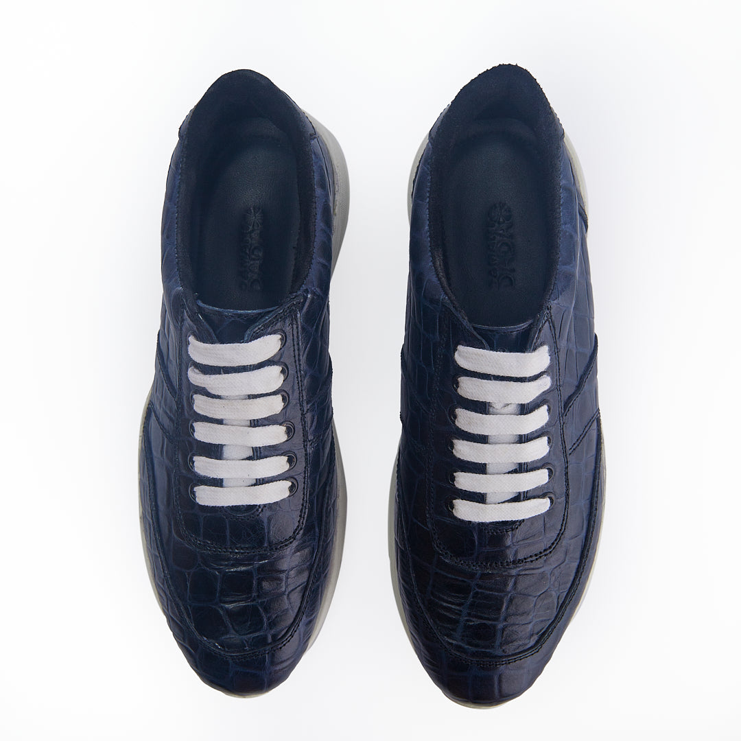 The Avenue | Navy Leather With A Crocodile Pattern