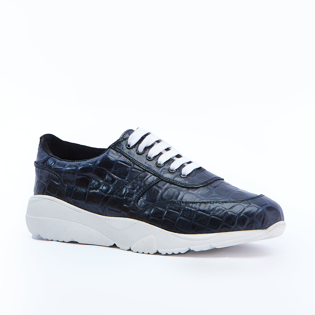 The Avenue | Navy Leather With A Crocodile Pattern