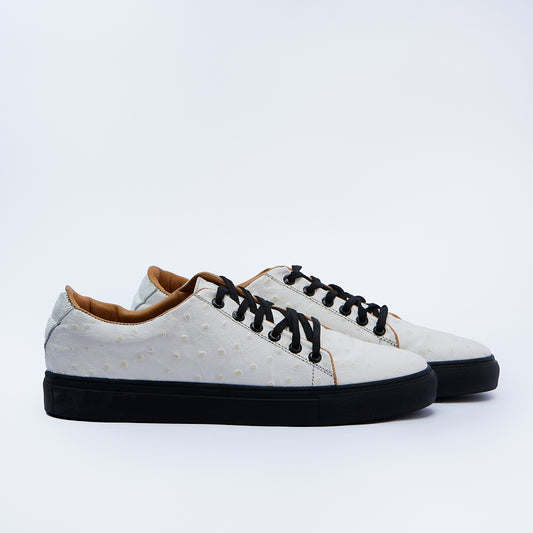 A Little Preppy | White Leather With An Ostrich Pattern