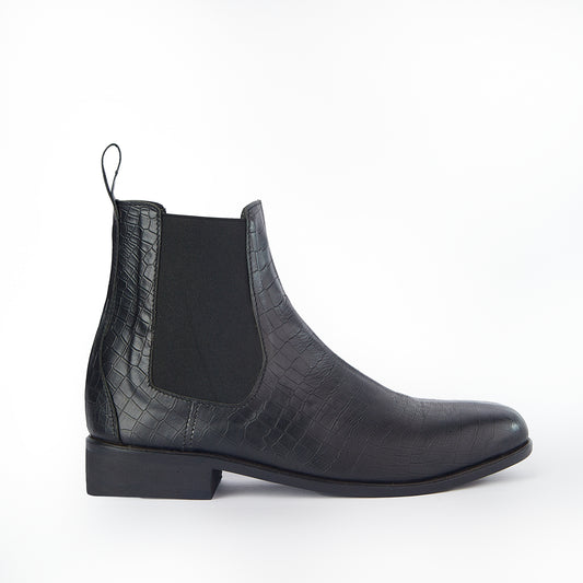 The Chelsea Boot 2024 | Black Leather With A Crocodile Pattern