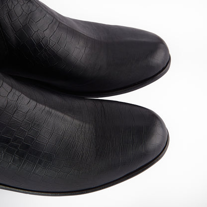 The Chelsea Boot 2024 | Black Leather With A Crocodile Pattern