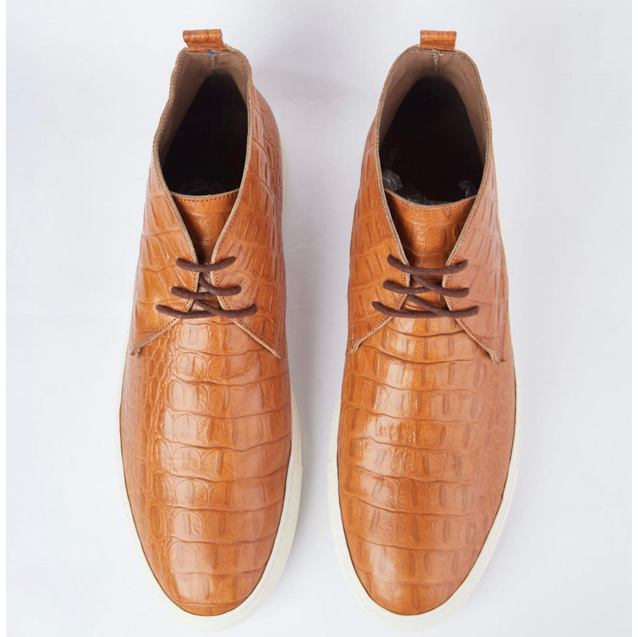 Chukka Boot | Tan Leather With A Crocodile Pattern