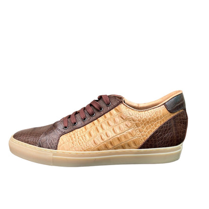 Citylife In Khaki & Brown Leather With A Crocodile Pattern